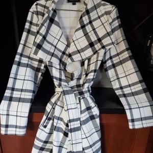 Checked dress coat.
